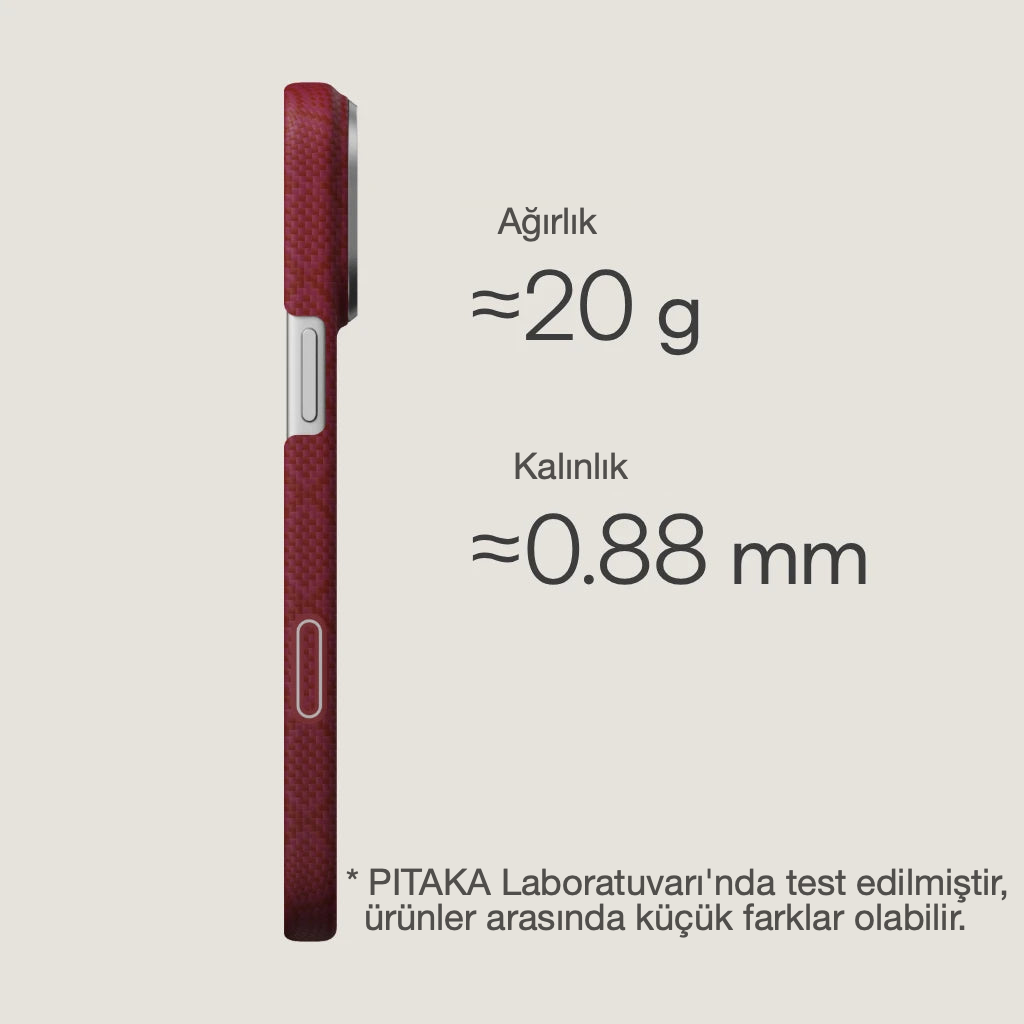 Pitaka iPhone 17 Pro Max Karbon Kılıf MagSafe Uyumlu Aramid Fiber - Edge Harvard Crimson