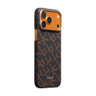 Pitaka iPhone 17 Pro Max Karbon Kılıf MagSafe Uyumlu Aramid Fiber - Edge Leaping Orange Black
