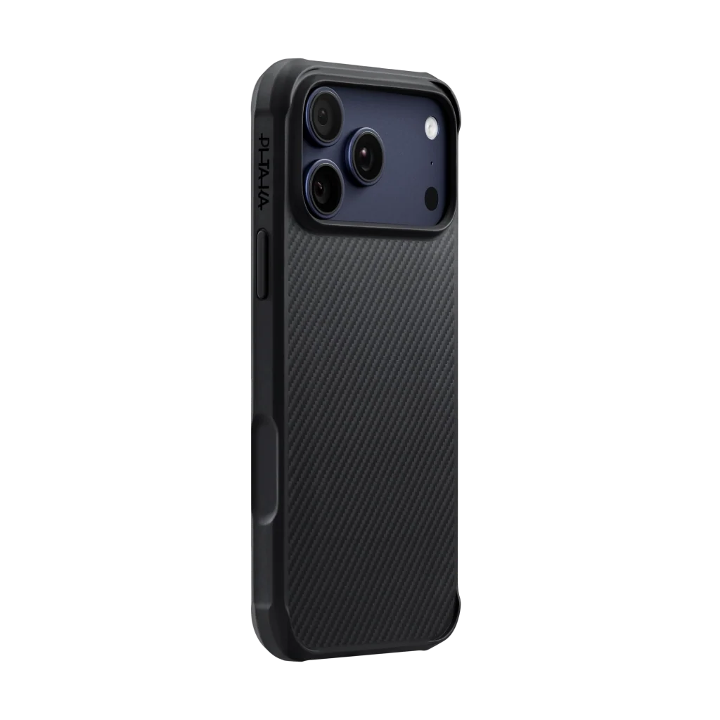 Pitaka iPhone 17 Pro Karbon Kılıf MagSafe Uyumlu Aramid Fiber - Cairn 600D Black Gray