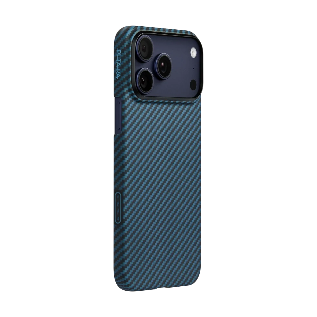Pitaka iPhone 17 Pro Karbon Kılıf MagSafe Uyumlu Aramid Fiber - Edge 1500D Black Blue