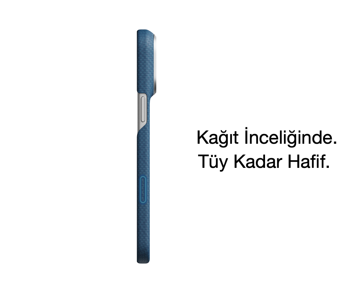 iPhone 18 Pro Max Karbon Kılıf MagSafe Uyumlu Aramid Fiber - Edge Abyss Blue