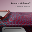 iPhone 18 Pro Max Karbon Kılıf Edge Blue's Red - darbeye dayanıklı reçine yüzey yakın çekim