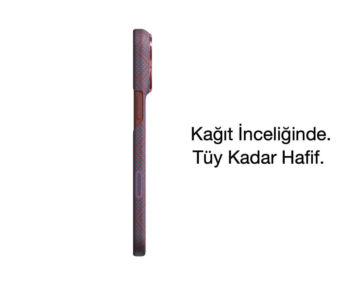 iPhone 18 Pro Max Karbon Kılıf MagSafe Uyumlu Aramid Fiber - Edge Blue's Red