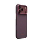Pitaka iPhone 18 Pro Max Karbon Kılıf MagSafe Uyumlu Aramid Fiber - Edge Blue's Red