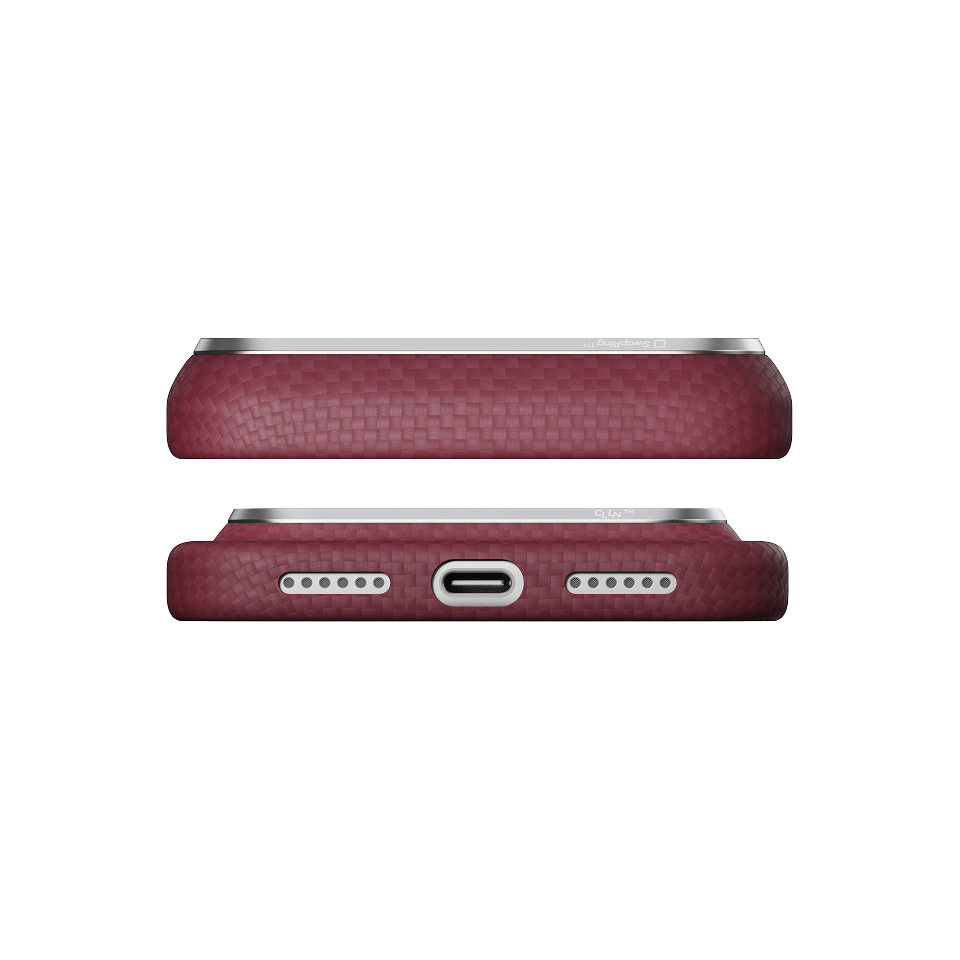 iPhone 18 Pro Max Karbon Kılıf MagSafe Uyumlu Aramid Fiber - Edge Burgundy