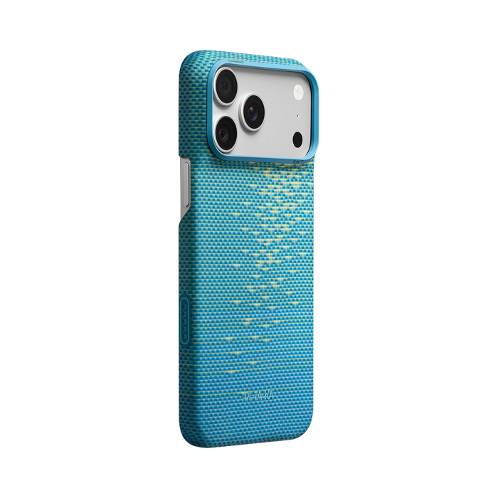 iPhone 18 Pro Max Karbon Kılıf MagSafe Uyumlu Aramid Fiber - Edge Lucid Blue