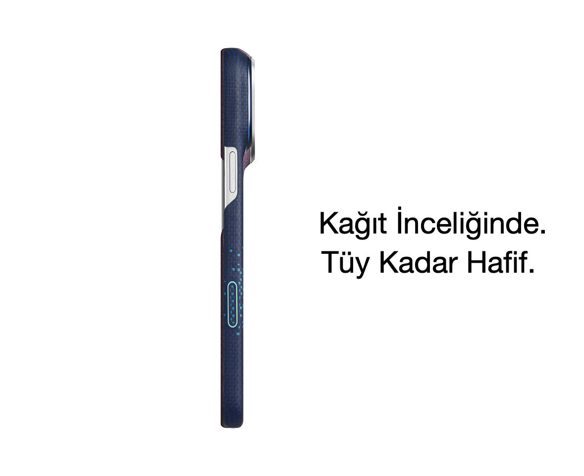 iPhone 18 Pro Max Karbon Kılıf MagSafe Uyumlu Aramid Fiber - Edge Nearfield Blue