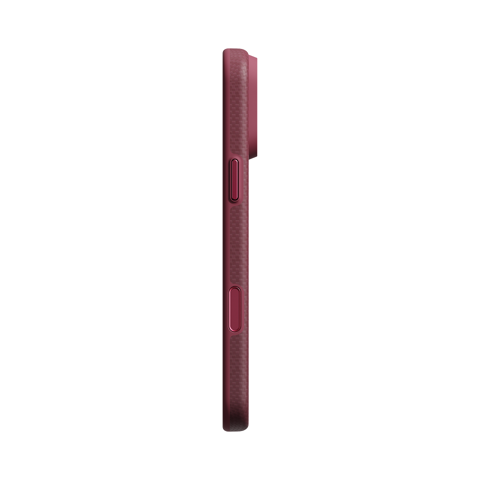 iPhone 18 Pro Max Karbon Kılıf Summa Burgundy - yandan ince profil görünümü