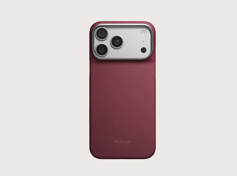 iPhone 18 Pro Max Karbon Kılıf MagSafe Uyumlu Aramid Fiber - Edge Blue's Red
