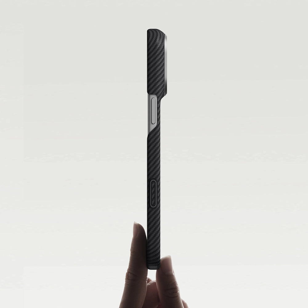 iPhone 18 Pro Max Karbon Kılıf MagSafe Uyumlu Aramid Fiber - Edge 600D Black Gray