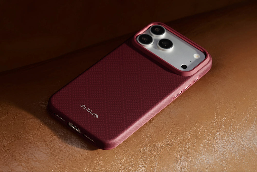 iPhone 18 Pro Max Karbon Kılıf MagSafe Uyumlu Aramid Fiber - Summa Burgundy