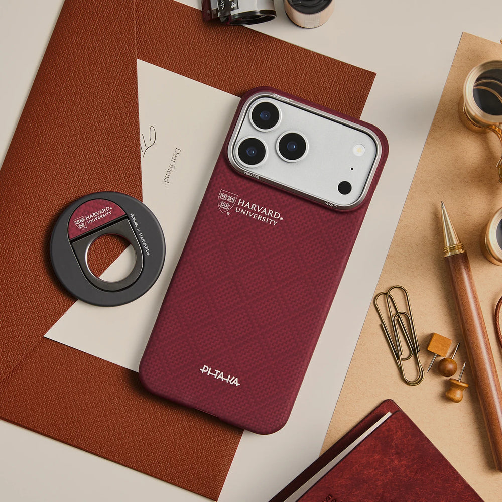 iPhone 17 Pro Max Karbon Kılıf MagSafe Uyumlu Aramid Fiber - Edge Harvard Crimson