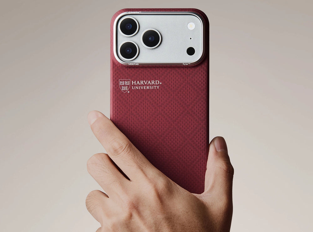 iPhone 17 Pro Max Karbon Kılıf MagSafe Uyumlu Aramid Fiber - Edge Harvard Crimson