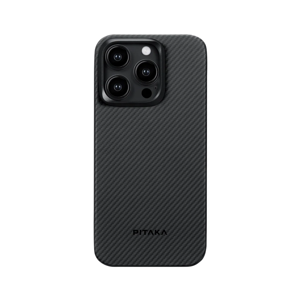 Pitaka iPhone 15 Pro Max Karbon Kılıf MagSafe Uyumlu Aramid Fiber - Edge 600D Black Gray