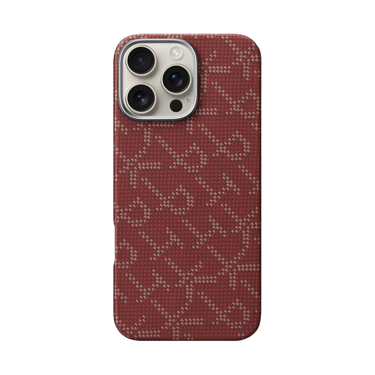 Pitaka Monogram iPhone 16 Pro Max MagSafe Uyumlu Aramid Fiber Kılıf Kırmızı