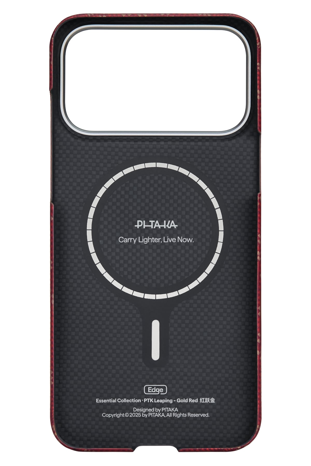 Pitaka Monogram iPhone 17 Pro MagSafe Uyumlu Aramid Fiber Kılıf Kırmızı