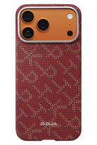 Pitaka Monogram iPhone 17 Pro Max MagSafe Uyumlu Aramid Fiber Kılıf Kırmızı