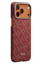 Pitaka Monogram iPhone 17 Pro Max MagSafe Uyumlu Aramid Fiber Kılıf Kırmızı