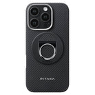 Pitaka Aramid Fiber 600D MagEZ Grip 3 Magsafe Magnetik Ring Stand Telefon Tutucu Siyah