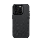 Pitaka iPhone 15 Pro Max Karbon Kılıf MagSafe Uyumlu Aramid Fiber - Cairn 600D Black Gray