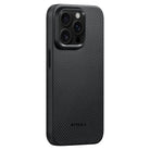 Pitaka iPhone 15 Pro Max Karbon Kılıf MagSafe Uyumlu Aramid Fiber - Cairn 600D Black Gray