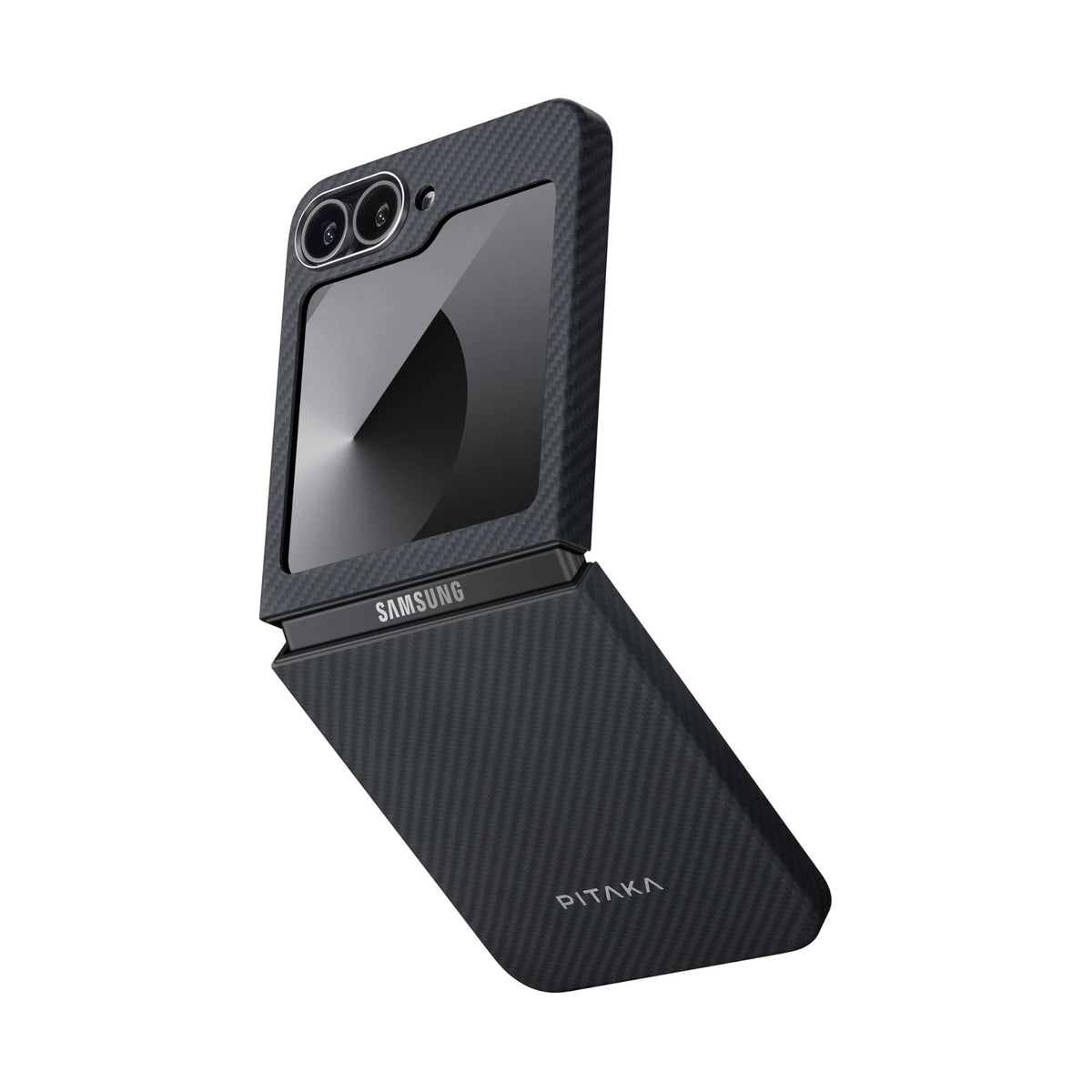 Pitaka Galaxy Z Flip6 Karbon Kılıf MagSafe Uyumlu Aramid Fiber - Edge 600D Black Gray
