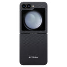 Pitaka Galaxy Z Flip6 Karbon Kılıf MagSafe Uyumlu Aramid Fiber - Edge 600D Black Gray