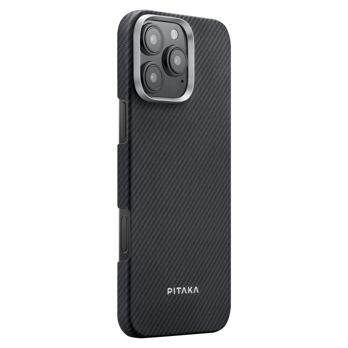 iPhone 16 Pro Karbon Kılıf MagSafe Uyumlu Aramid Fiber - Edge 600D Black Gray Yüzük Standlı