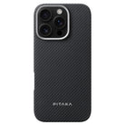 Pitaka iPhone 16 Pro Karbon Kılıf MagSafe Uyumlu Aramid Fiber - Edge 600D Black Gray