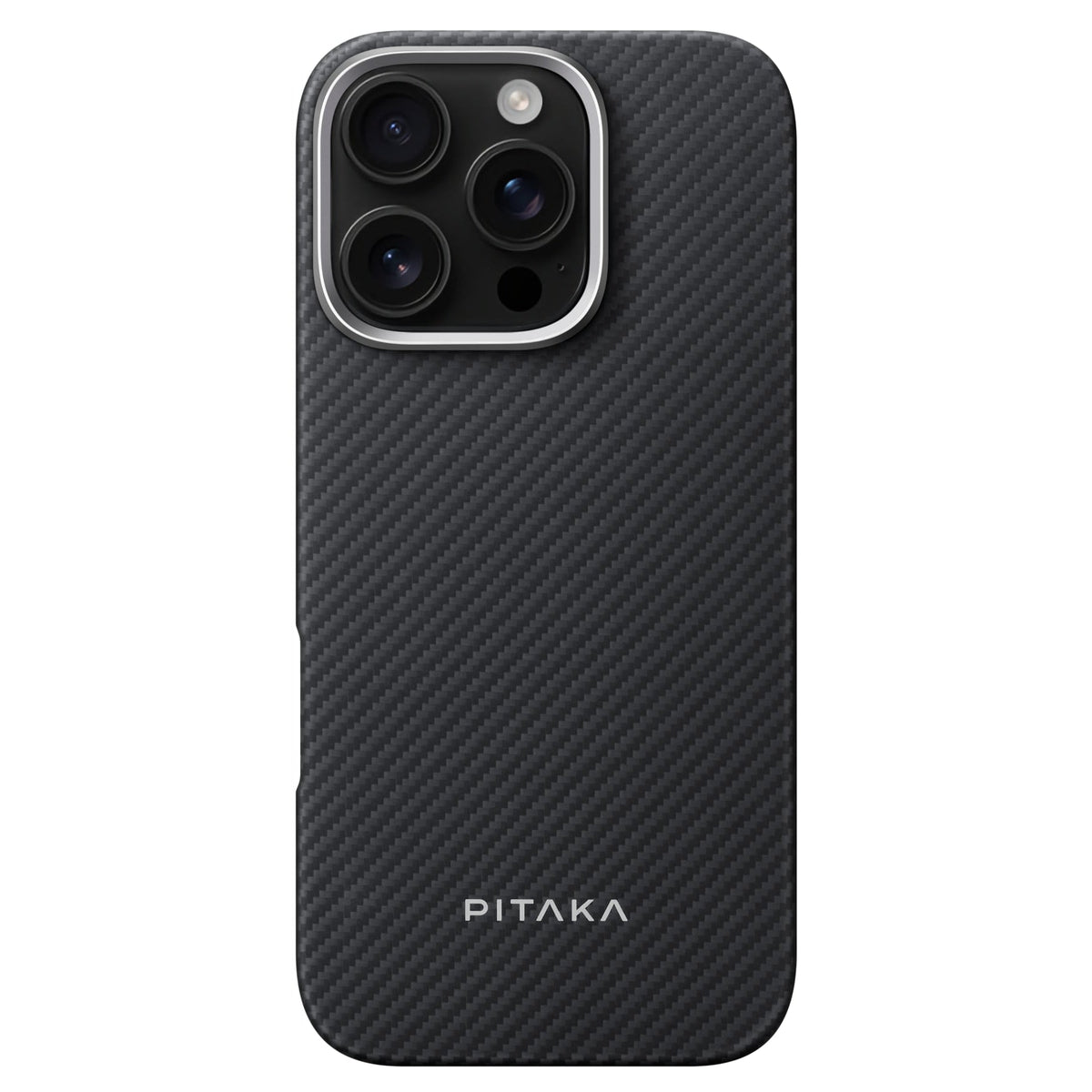 Pitaka iPhone 16 Pro Karbon Kılıf MagSafe Uyumlu Aramid Fiber - Edge 600D Black Gray