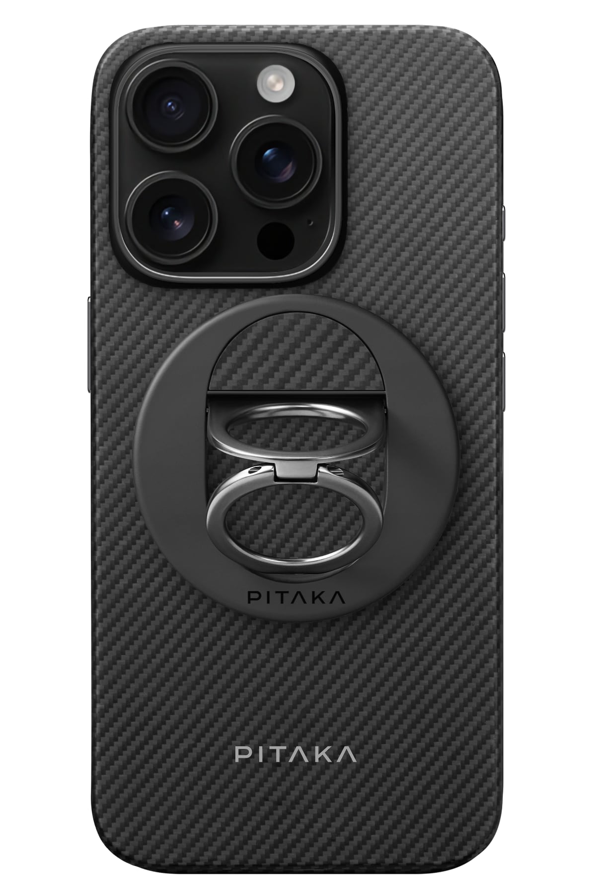 Pitaka Classic Ultra Slim Yüzük Standlı iPhone 16 Pro Max MagSafe Uyumlu 600D Aramid Fiber Kılıf Siyah