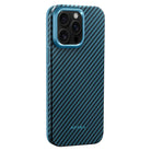 Pitaka iPhone 15 Pro Karbon Kılıf MagSafe Uyumlu Aramid Fiber - Cairn 1500D Black Blue