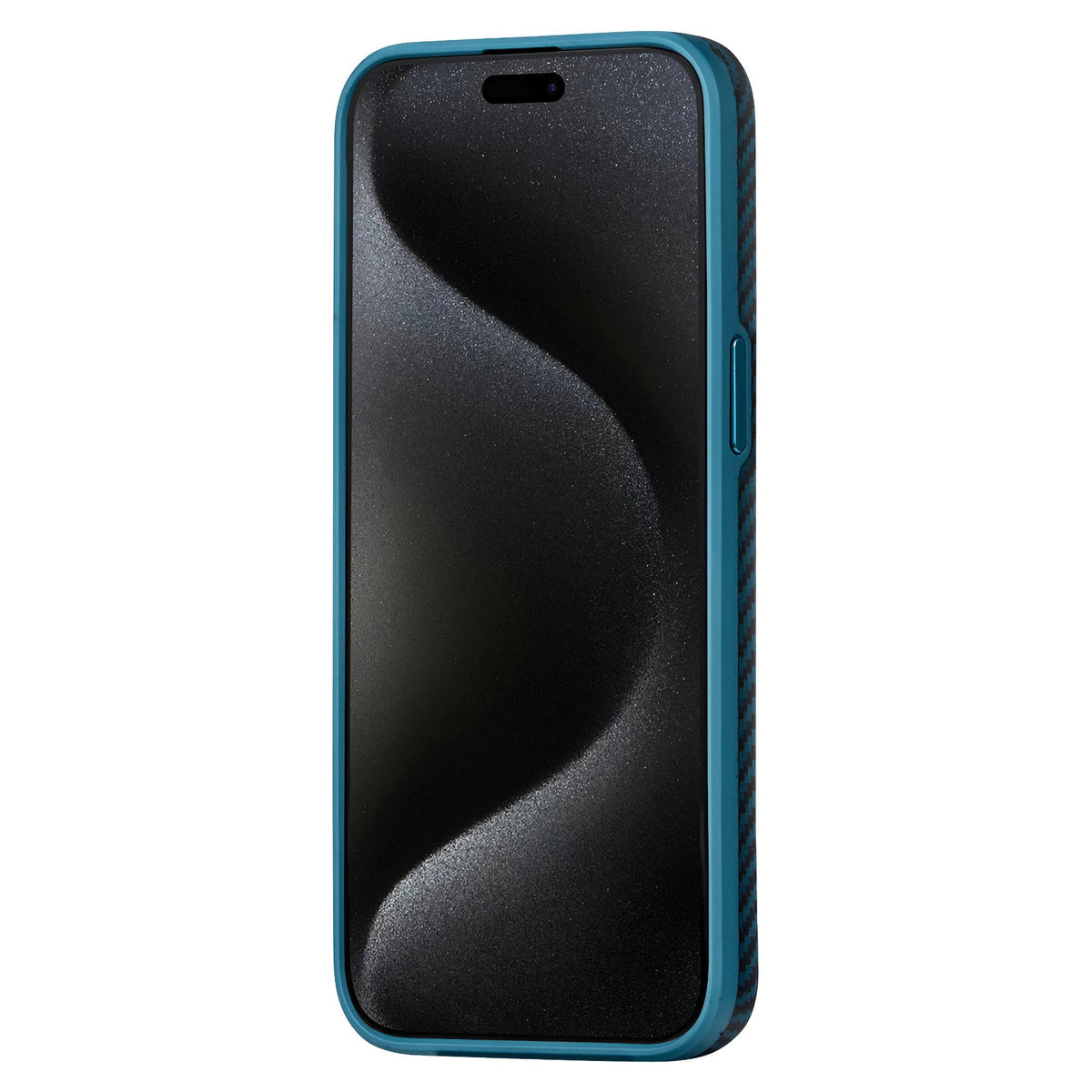 Pitaka iPhone 15 Pro Karbon Kılıf MagSafe Uyumlu Aramid Fiber - Cairn 1500D Black Blue