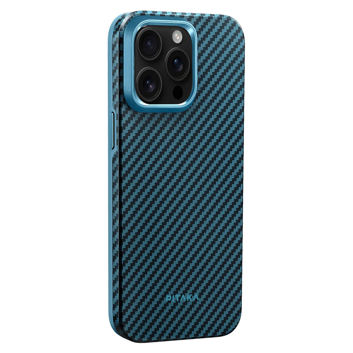 iPhone 15 Pro Max Karbon Kılıf MagSafe Uyumlu Aramid Fiber - Cairn 1500D Black Blue