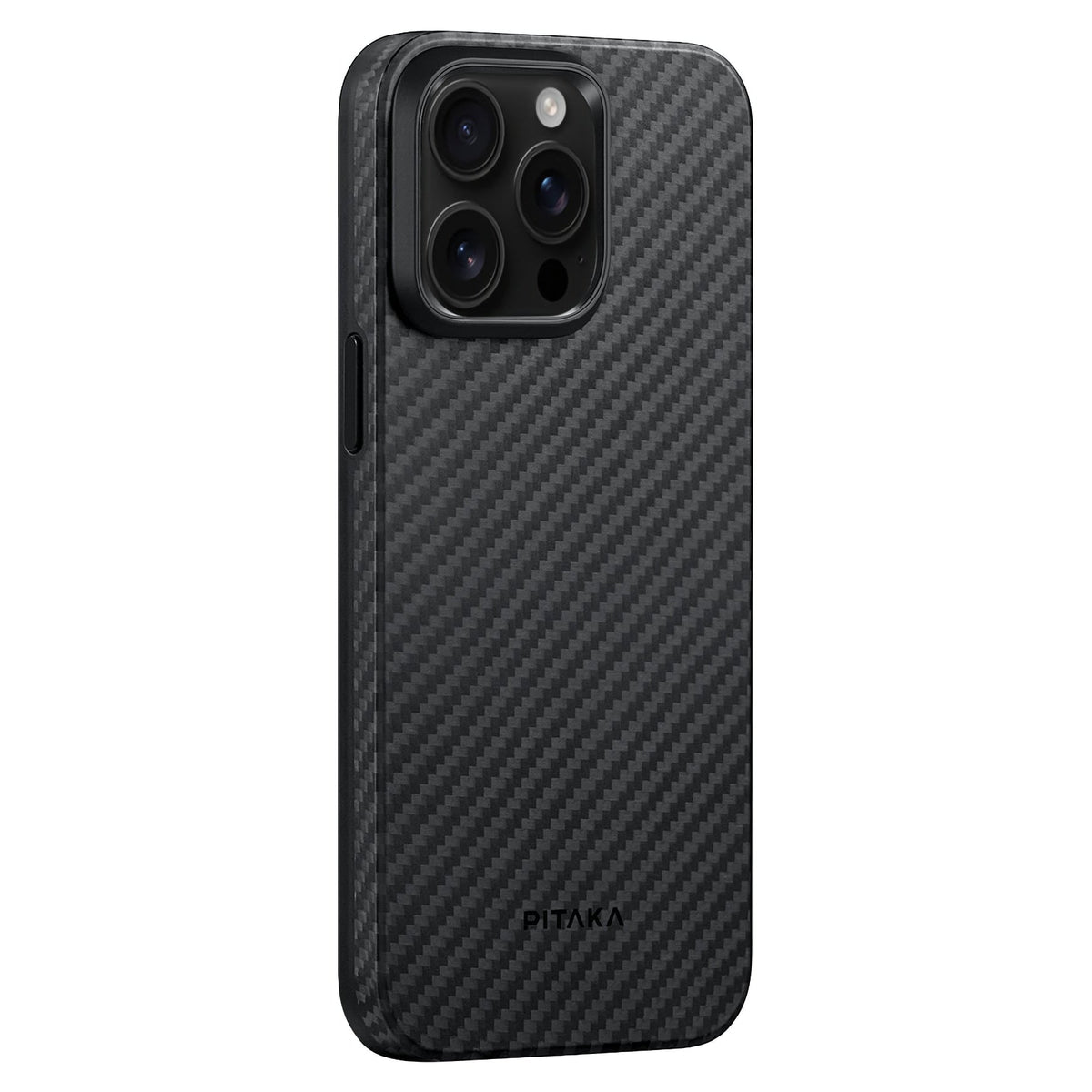Pitaka iPhone 15 Pro Max Karbon Kılıf MagSafe Uyumlu Aramid Fiber - Cairn 1500D Black Gray