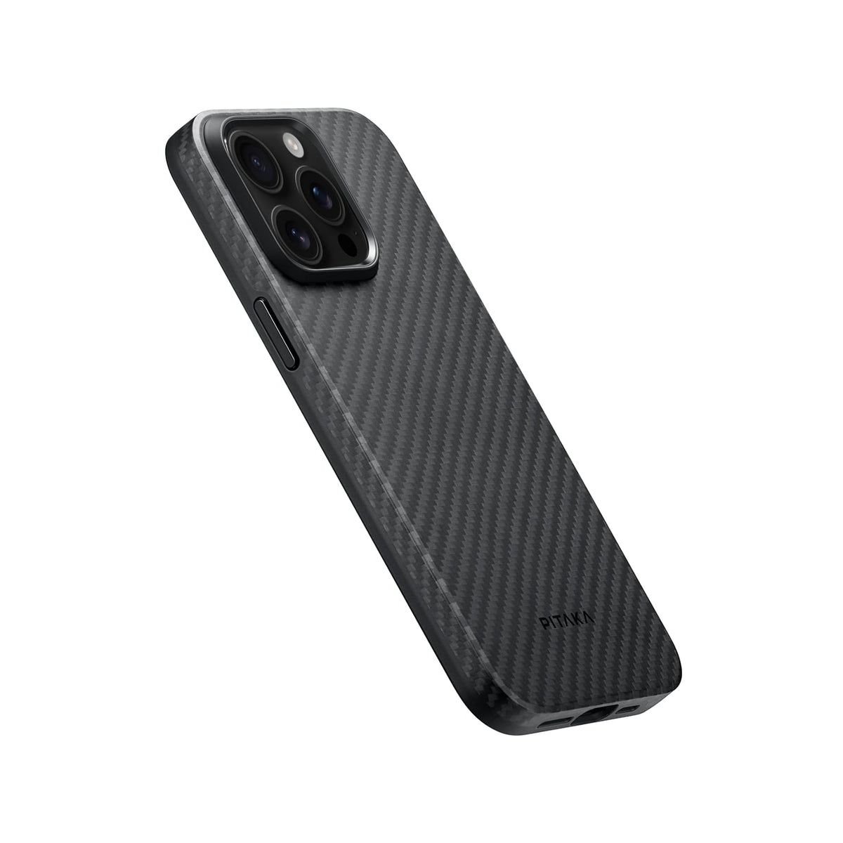 iPhone 15 Pro Max Karbon Kılıf MagSafe Uyumlu Aramid Fiber - Cairn 1500D Black Gray
