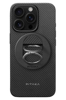 Pitaka Military-Grade Yüzük Standlı iPhone 16 Pro MagSafe Uyumlu Aramid Fiber Kılıf Siyah
