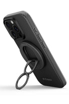 Pitaka Military-Grade Yüzük Standlı iPhone 16 Pro MagSafe Uyumlu Aramid Fiber Kılıf Siyah