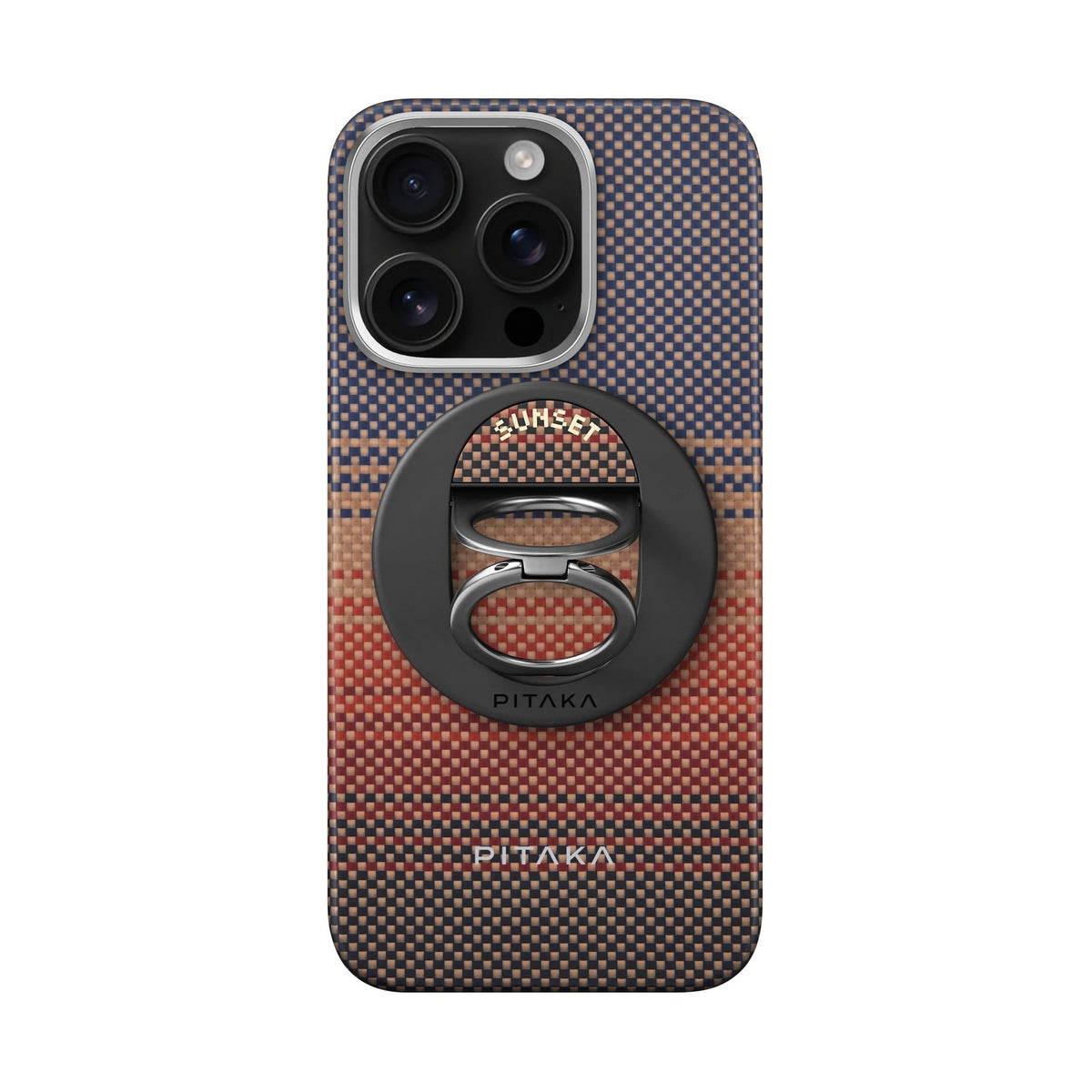 Pitaka iPhone 16 Pro Karbon Kılıf MagSafe Uyumlu Aramid Fiber - Edge Sunset Yüzük Standlı