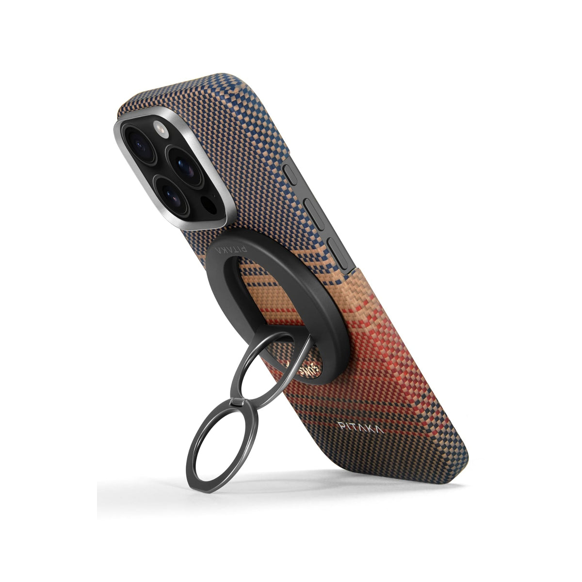 iPhone 16 Pro Max Karbon Kılıf MagSafe Uyumlu Aramid Fiber - Edge Sunset Yüzük Standlı