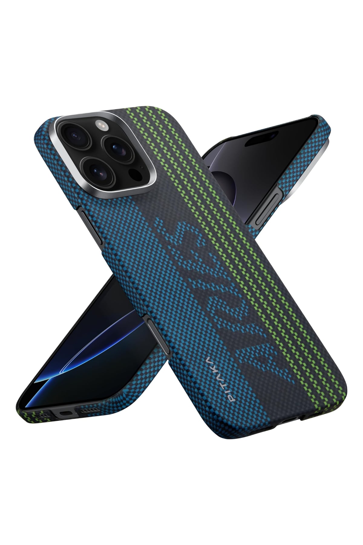 PITAKA Tactile Woven Case iPhone16用 iPhone 16 Pro Max MagSafe Uyumlu PITAKA Aries Luminous Karbon
