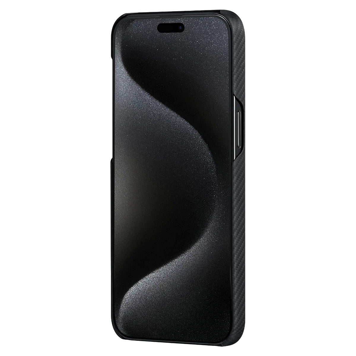 iPhone 15 Pro Max Karbon Kılıf MagSafe Uyumlu Aramid Fiber - Edge 600D Black Gray