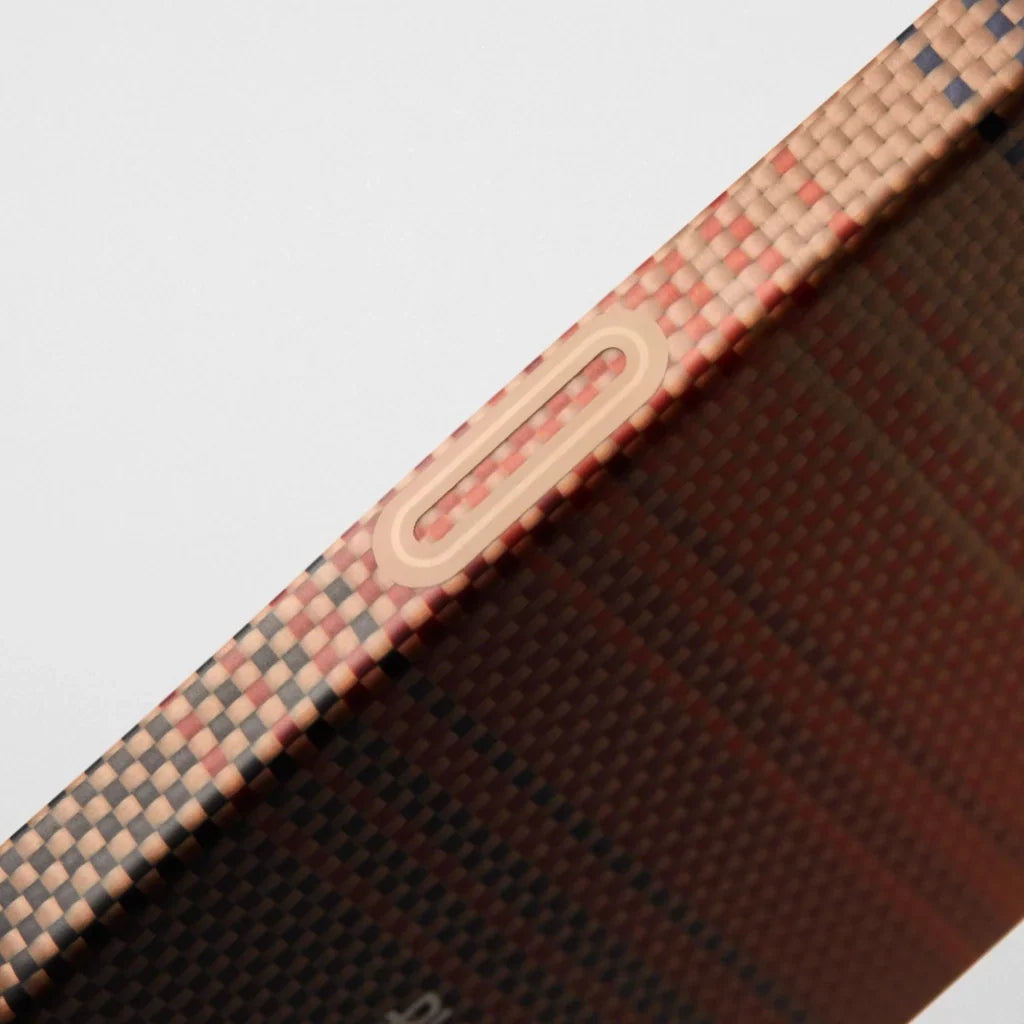 iPhone 16 Pro Karbon Kılıf MagSafe Uyumlu Aramid Fiber - Edge Sunset Yüzük Standlı