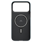 Pitaka iPhone 17 Pro Karbon Kılıf MagSafe Uyumlu Aramid Fiber - Edge 1500D Black Blue