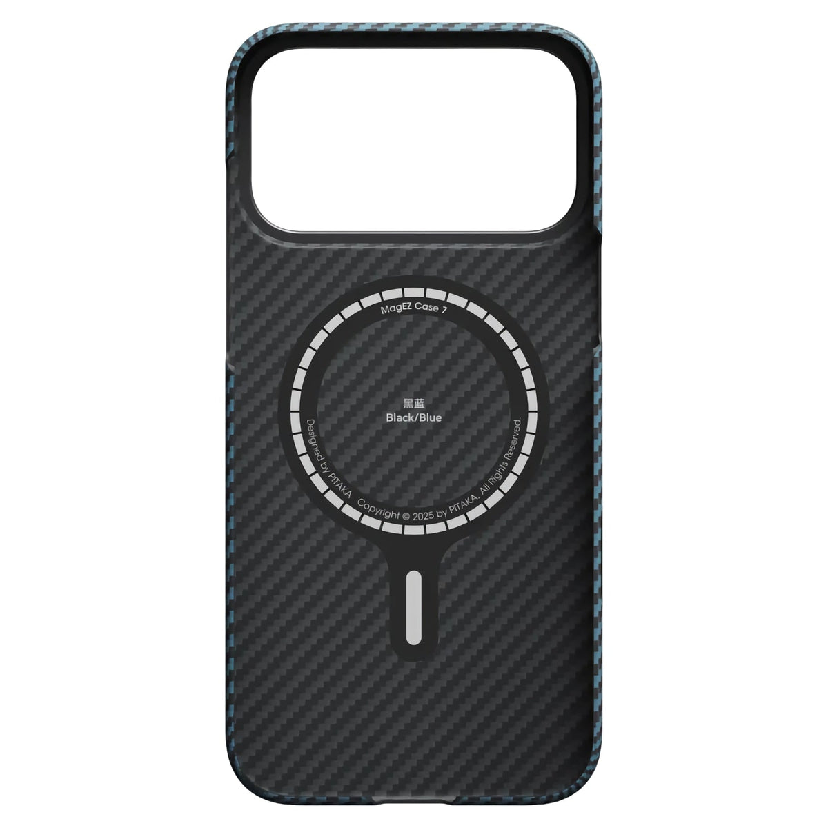 iPhone 17 Pro Max Karbon Kılıf MagSafe Uyumlu Aramid Fiber - Edge 1500D Black Blue