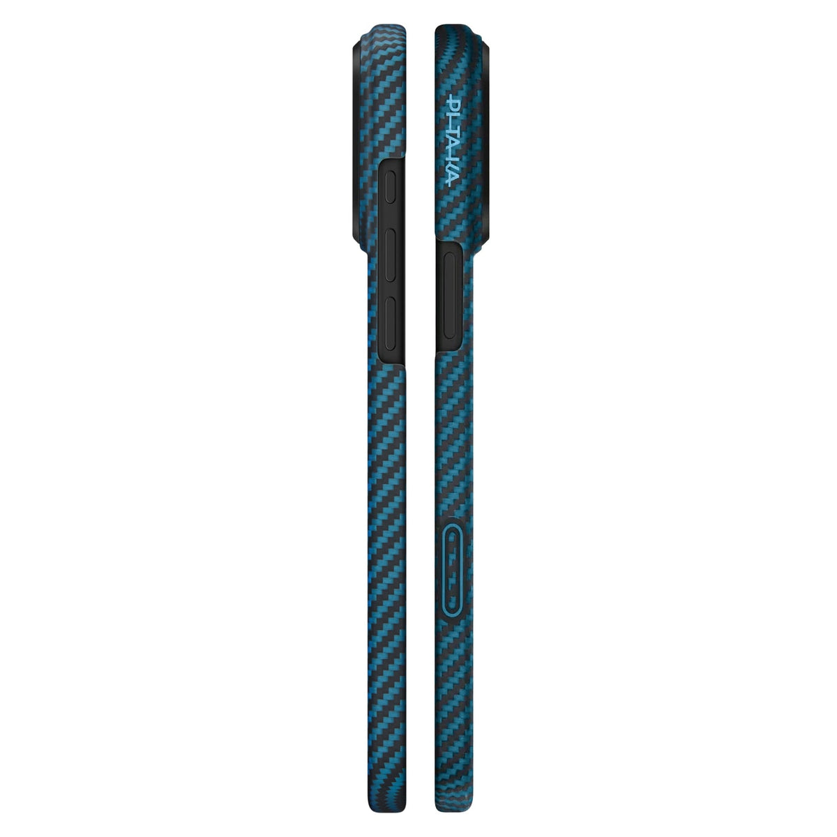 Pitaka iPhone 17 Pro Max Karbon Kılıf MagSafe Uyumlu Aramid Fiber - Edge 1500D Black Blue
