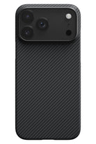 Pitaka Tactile Woven iPhone 17 Pro Max MagSafe Uyumlu 1500D Aramid Fiber Kılıf Black-Gray Twill