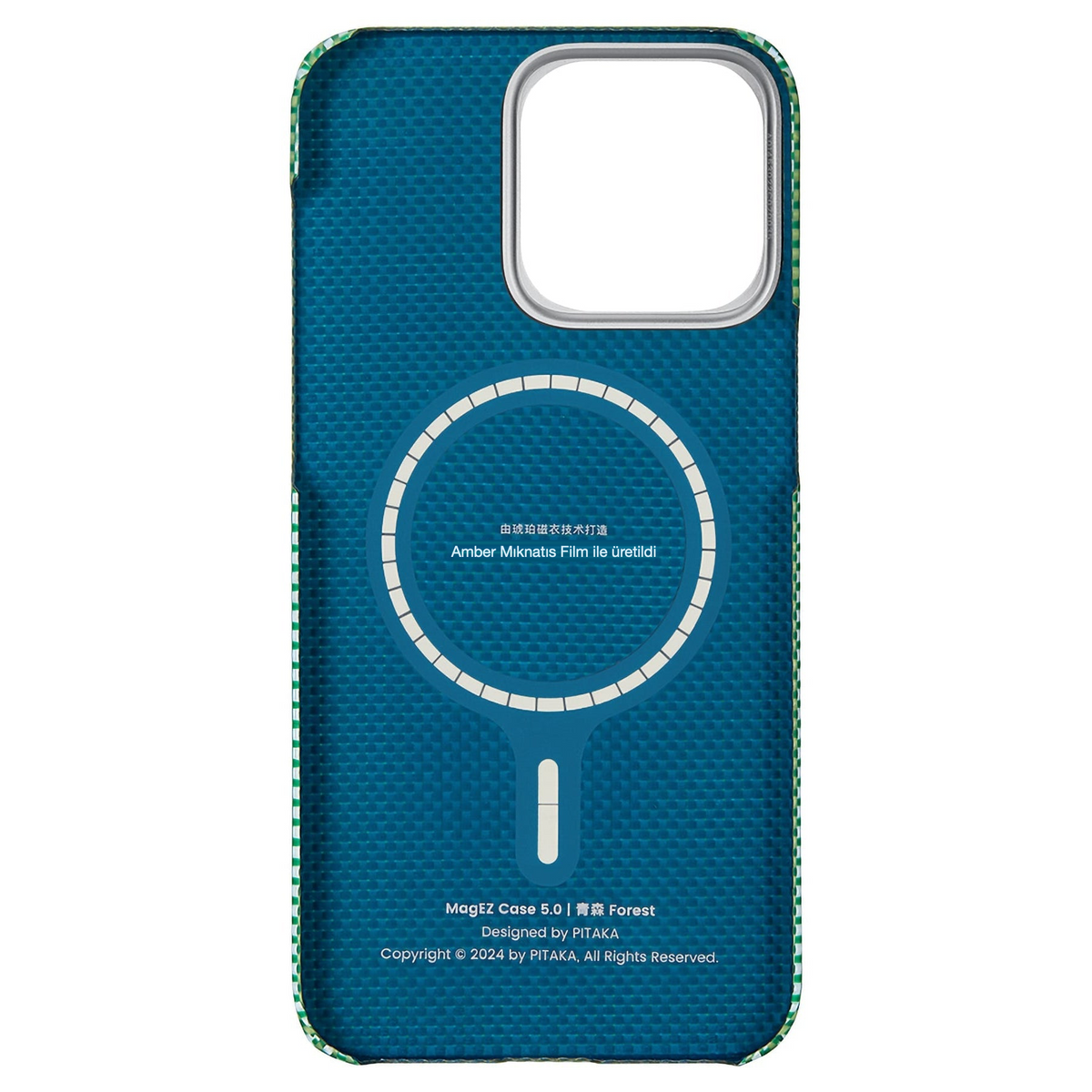 iPhone 15 Pro Max Karbon Kılıf MagSafe Uyumlu Aramid Fiber - Edge Forest Green