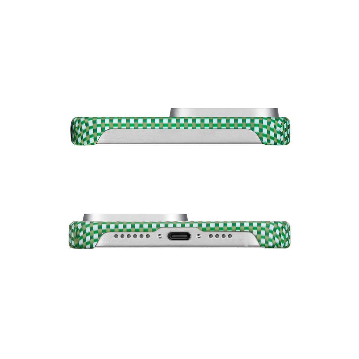 iPhone 15 Pro Max Karbon Kılıf MagSafe Uyumlu Aramid Fiber - Edge Forest Green